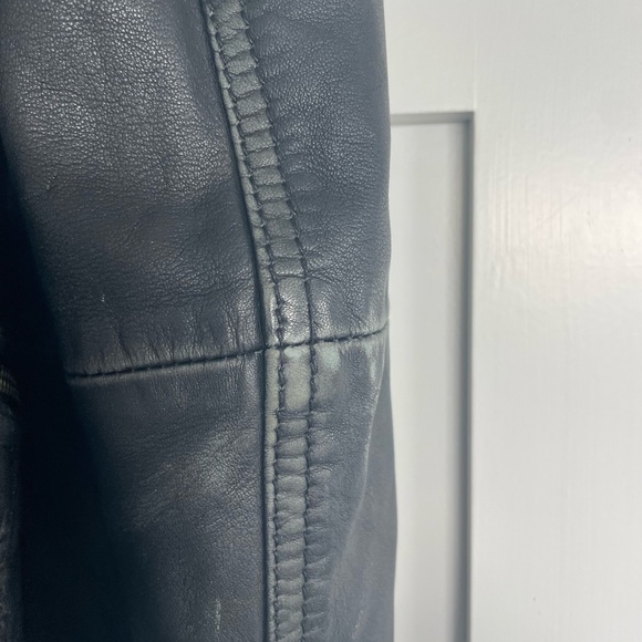 All Saints Cargo Black Leather Motorcycle Jacket - Picture 13 of 16